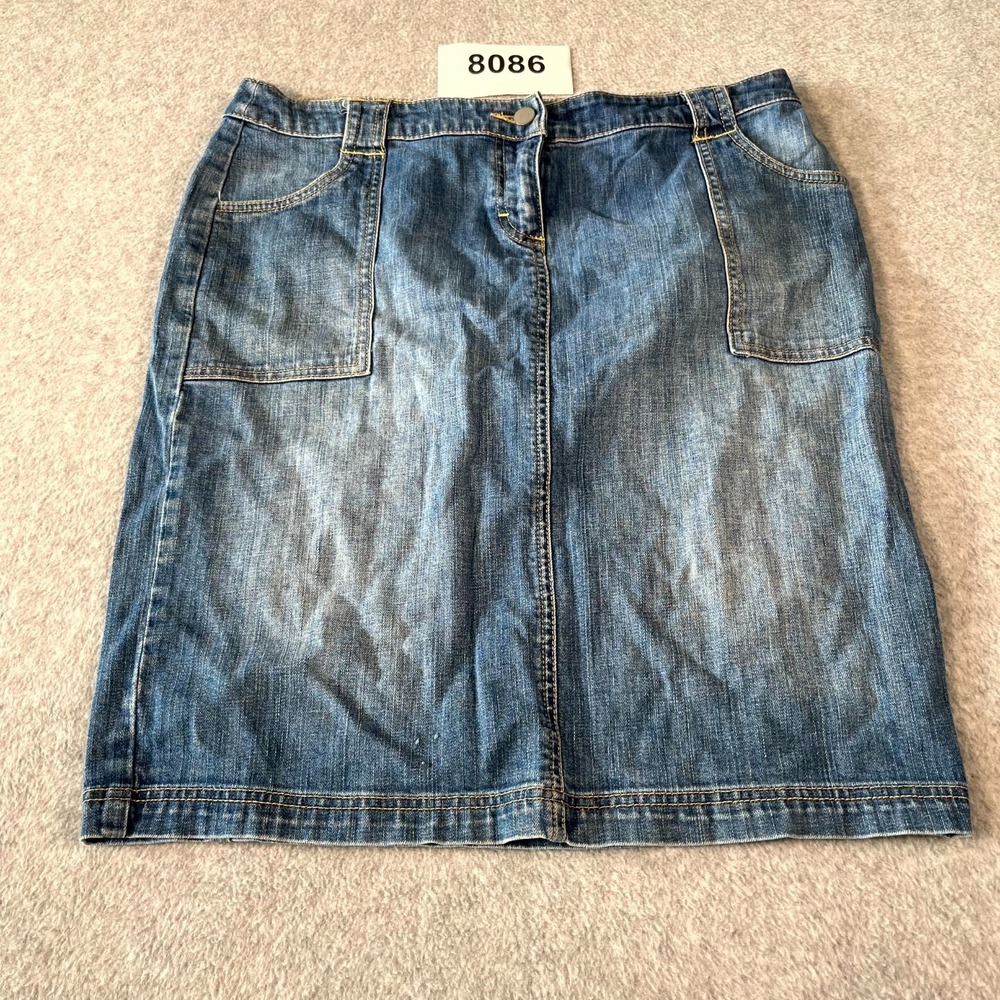 New York & Company Straight Skirt Womens 10 Blue Denim Cotton Stretch Casual